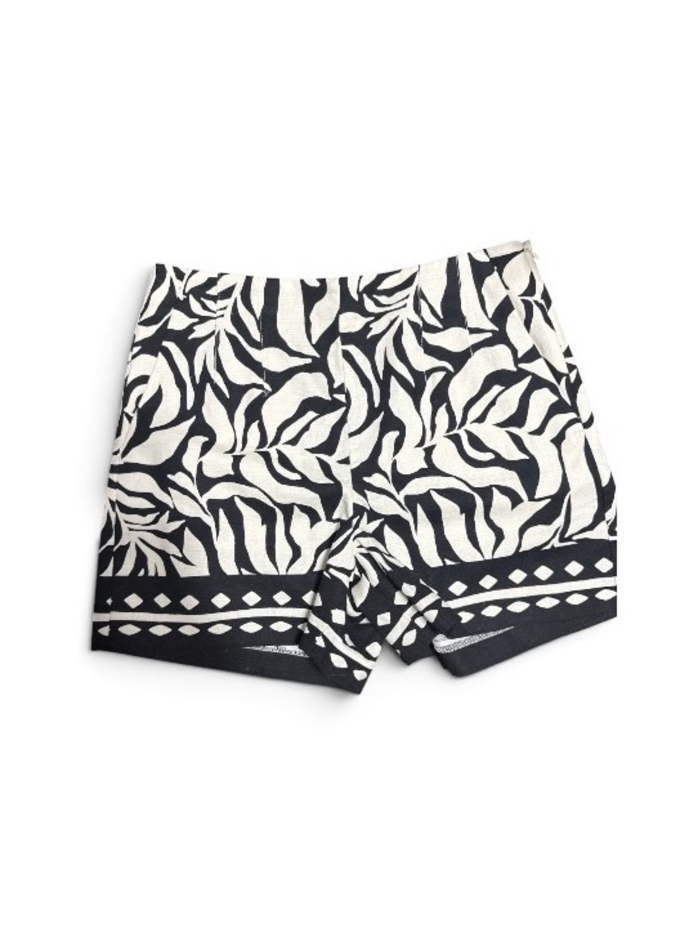 LOFT Black and White High-Waist Printed Shorts